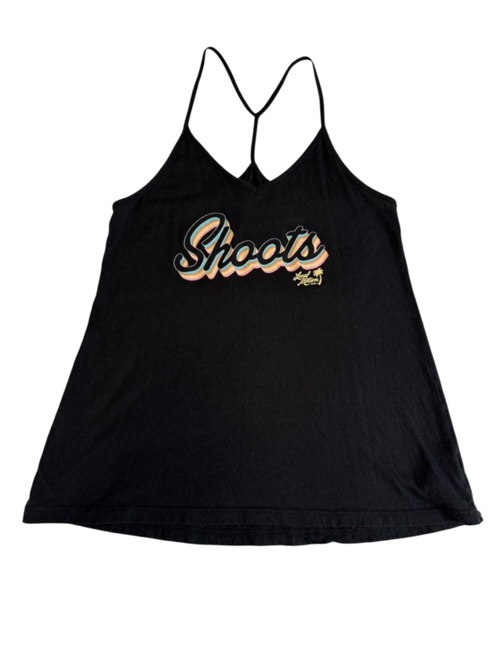 Local Motion Hawaii Womens Shoots Cotton Graphic Camisole Top Black Size M Surf